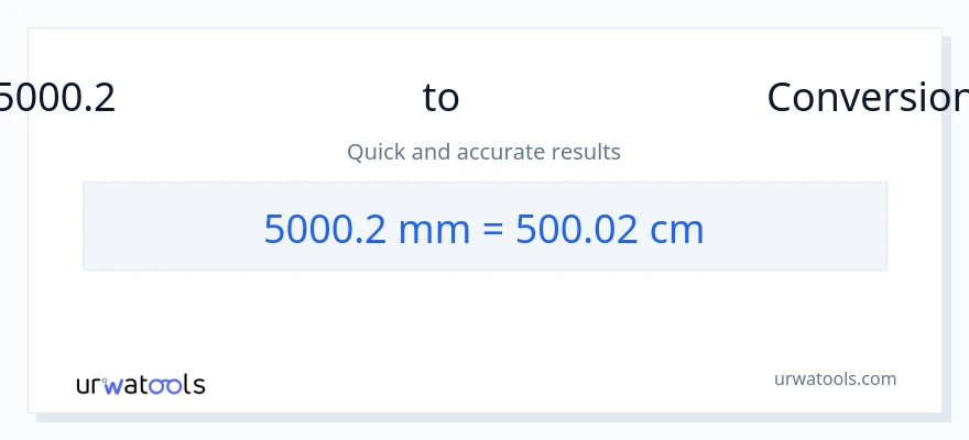 5000.2 മില്ലിമീറ്റർ ൽ നിന്ന് സെന്റീമീറ്ററുകൾ ലേക്ക് പരിവർത്തനം