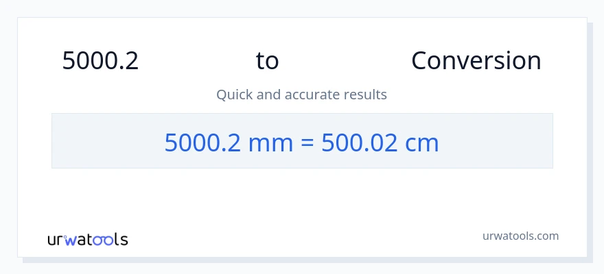 การแปลง 5000.2 มิลลิเมตร เป็น เซนติเมตร