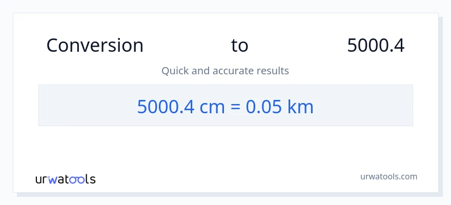 تبدیل 5000.4 سانتی‌متر به کیلومتر