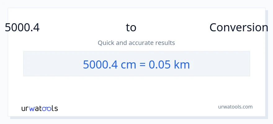 5000.4 സെന്റീമീറ്ററുകൾ ൽ നിന്ന് കിലോമീറ്ററുകൾ ലേക്ക് പരിവർത്തനം