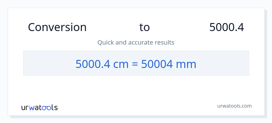 تبدیل 5000.4 سانتی‌متر به میلی‌متر