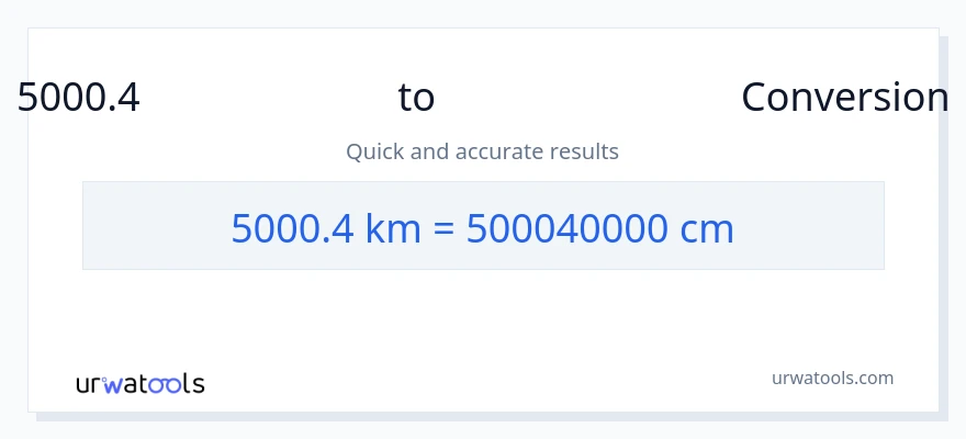 5000.4 കിലോമീറ്ററുകൾ ൽ നിന്ന് സെന്റീമീറ്ററുകൾ ലേക്ക് പരിവർത്തനം