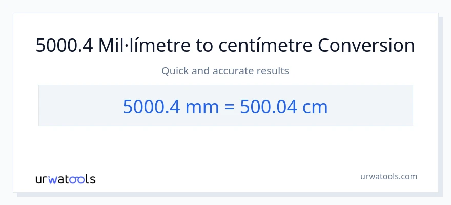 Conversió de 5000.4 mil·límetres a Centímetres