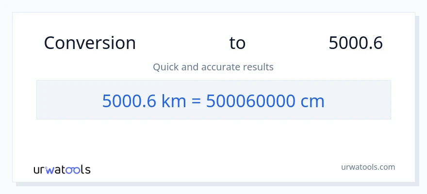 تبدیل 5000.6 کیلومتر به سانتی‌متر