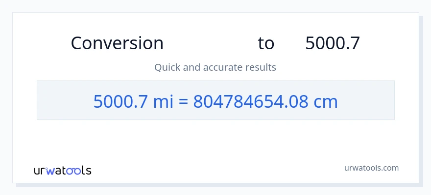 تبدیل 5000.7 مایل به سانتی‌متر