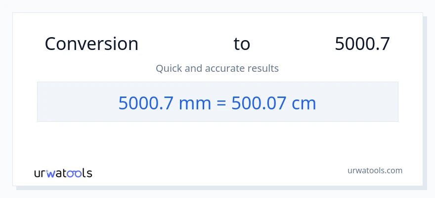 تبدیل 5000.7 میلی‌متر به سانتی‌متر