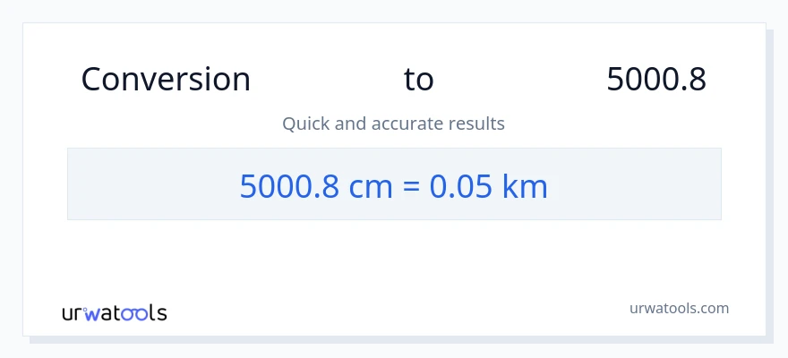 تبدیل 5000.8 سانتی‌متر به کیلومتر