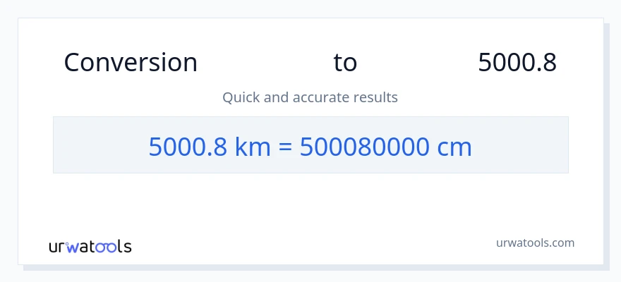 تبدیل 5000.8 کیلومتر به سانتی‌متر