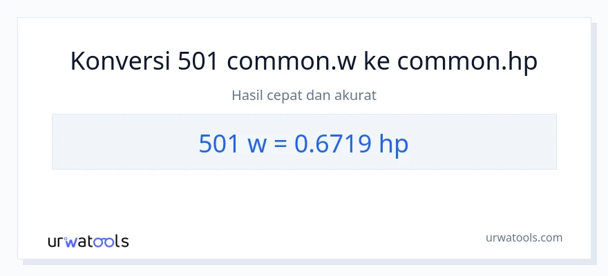 Konversi 501 watt ke daya kuda