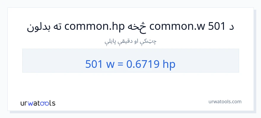 501 واټونه ته هارس پاور بدلون