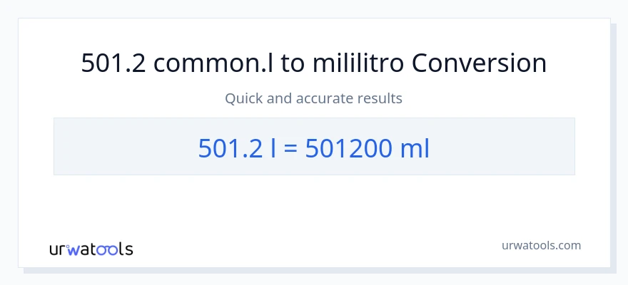 501.2 Liters patungong mga mililitro na conversion