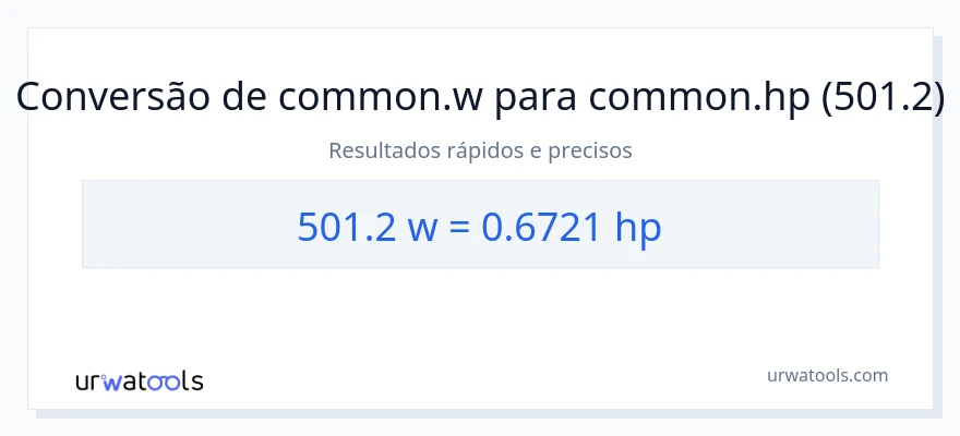 Conversão de 501.2 watts para cavalos de potência