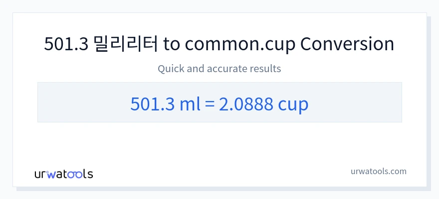 501.3 밀리리터에서 컵으로의 변환