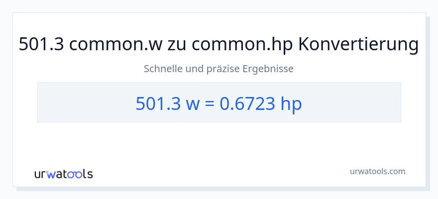 501.3 Watt zu PS Umwandlung