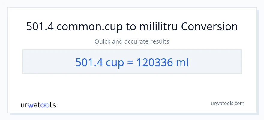 Conversie 501.4 cupe la mililitri