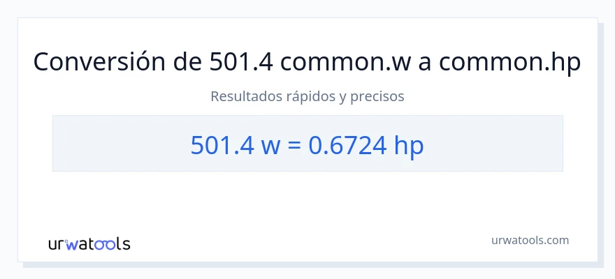 Conversión de 501.4 vatios a caballo de fuerza