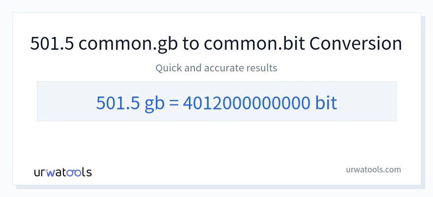 501.5 Gigabytes에서 Bits으로의 변환