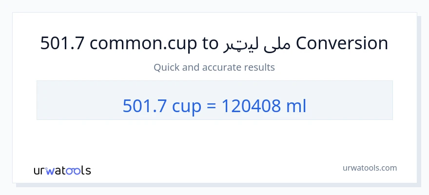 501.7 پيالې ته ملی لیټرونه بدلون
