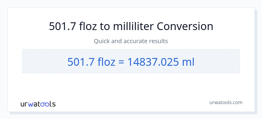 501.7 flydende ounces til milliliter konvertering