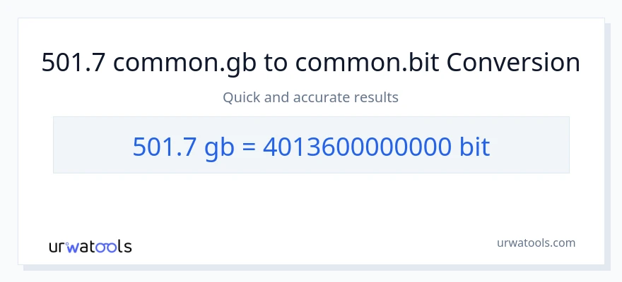 המרה של 501.7 Gigabytes ל- Bits