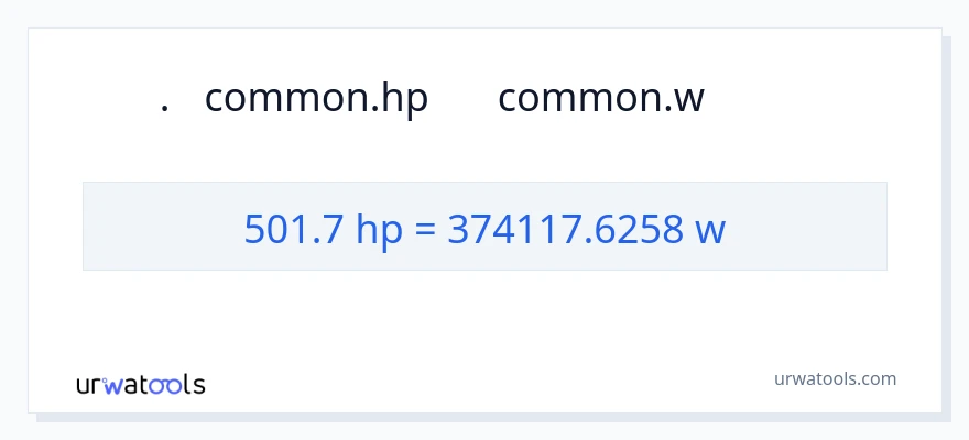 501.7 હોર્સપાવર થી વોટ્સ રૂપાંતર