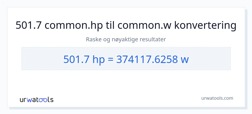 501.7 hestekrefter til watt konvertering
