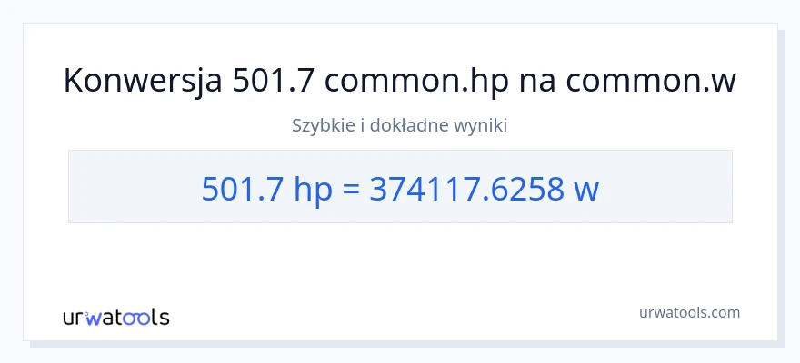 Konwersja 501.7 moc w koniach mechanicznych do watów