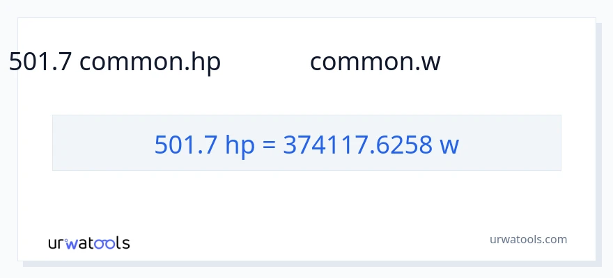 501.7 అశ్వశక్తి నుండి వాట్స్ కు మార్పిడి
