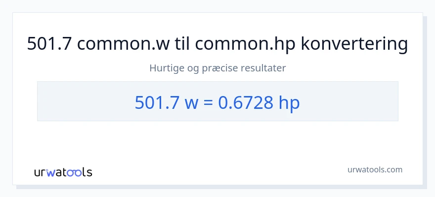 501.7 watt til hestekræfter konvertering