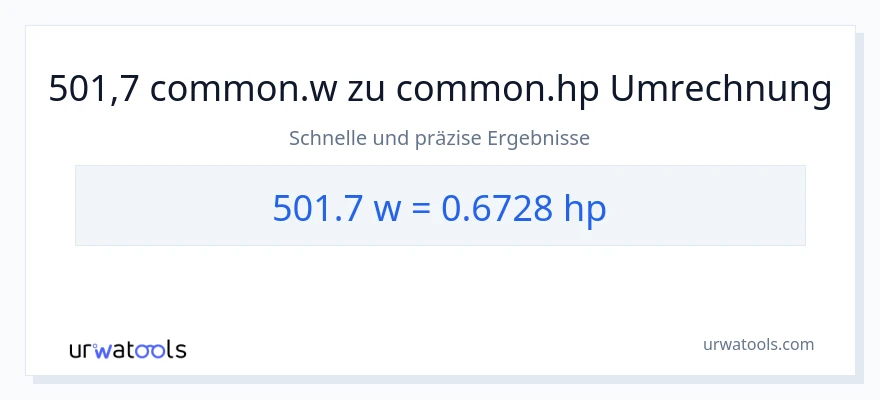 501.7 Watt zu PS Umwandlung