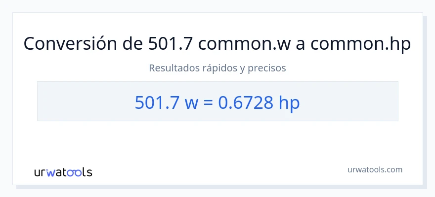Conversión de 501.7 vatios a caballo de fuerza