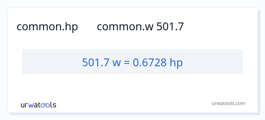 تبدیل 501.7 وات به اسب بخار