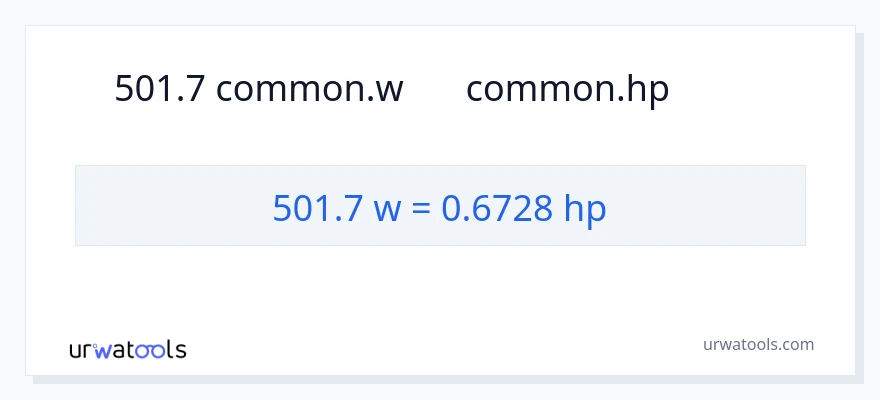 501.7 ワット から 馬力 への変換