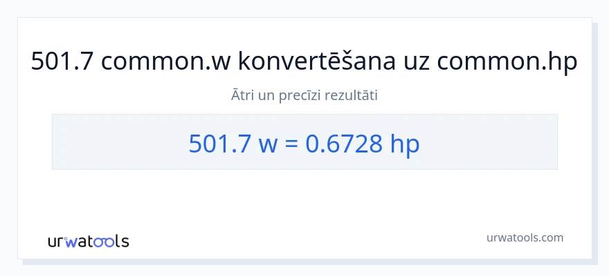 501.7 vati uz zirgspēki konversiju