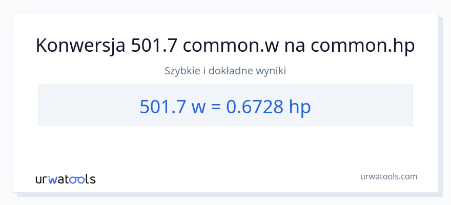 Konwersja 501.7 watów do moc w koniach mechanicznych
