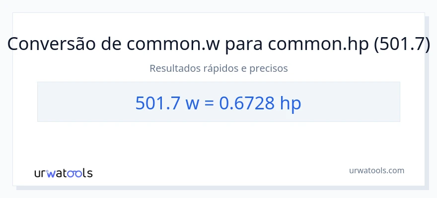 Conversão de 501.7 watts para cavalos de potência
