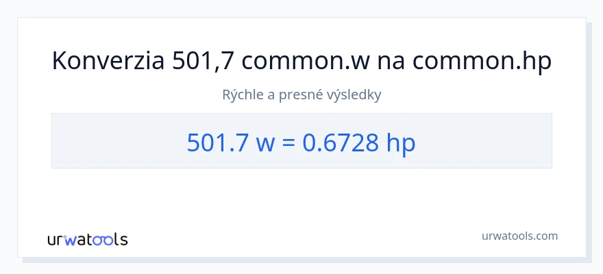 Konverzia z watty na konská sila: 501.7