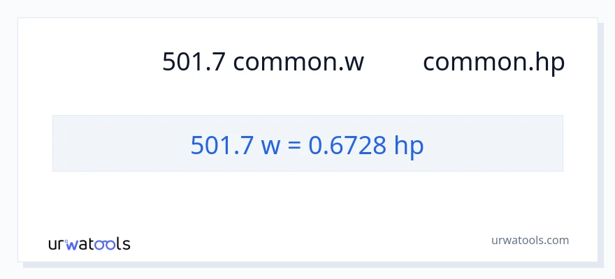 การแปลง 501.7 วัตต์ เป็น แรงม้า