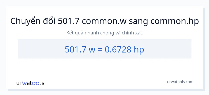 Chuyển đổi 501.7 watt sang mã lực