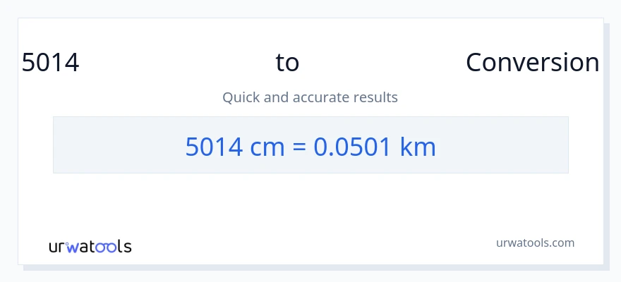 5014 സെന്റീമീറ്ററുകൾ ൽ നിന്ന് കിലോമീറ്ററുകൾ ലേക്ക് പരിവർത്തനം