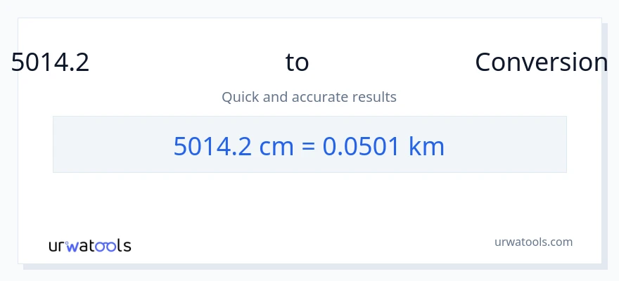 5014.2 സെന്റീമീറ്ററുകൾ ൽ നിന്ന് കിലോമീറ്ററുകൾ ലേക്ക് പരിവർത്തനം