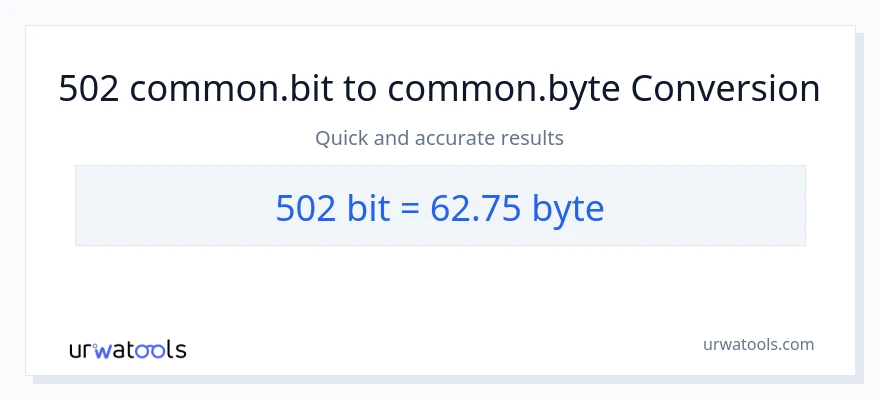 502 Bits patungong Bytes na conversion