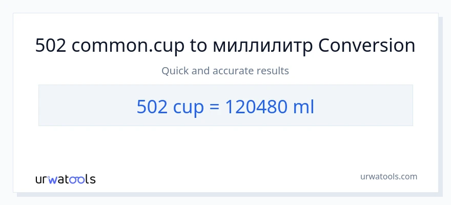 502 чашки в миллилитры преобразование
