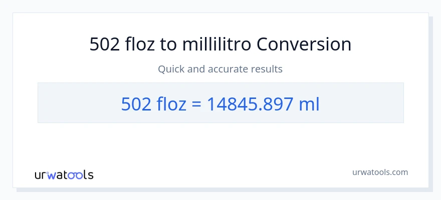 Conversione da 502 once fluide a millilitri