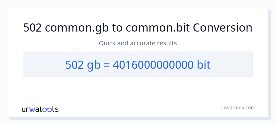 502 Gigabytes இலிருந்து Bits வரை மாற்றம்