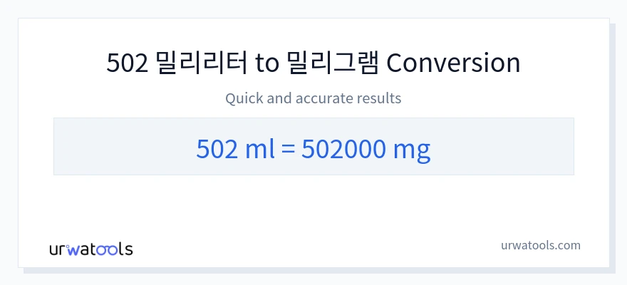 502 밀리리터에서 밀리그램으로의 변환