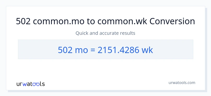 Konwersja 502 Miesiące do Tygodnie