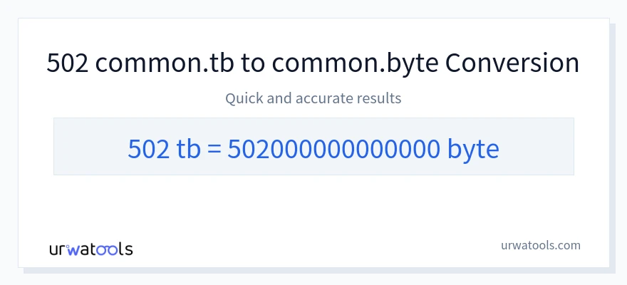 502 Terabytes 到 Bytes 轉換