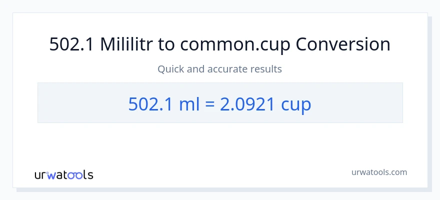 Konverze z mililitrů na šálky: 502.1