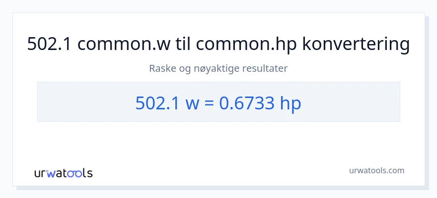 502.1 watt til hestekrefter konvertering